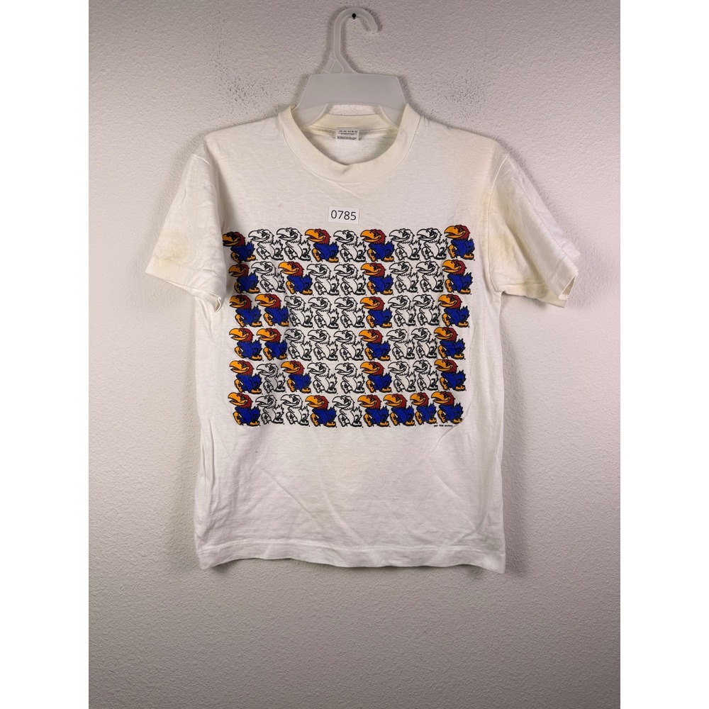 Vintage Fruit of the Loom Kansas Jayhawks T-Shirt White Small USA Single Stitch - Picture 5 of 9